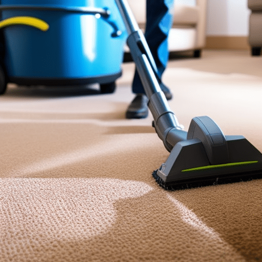 An image showcasing a professional carpet cleaner removing hidden mold spores and allergens, revealing a pristine carpet