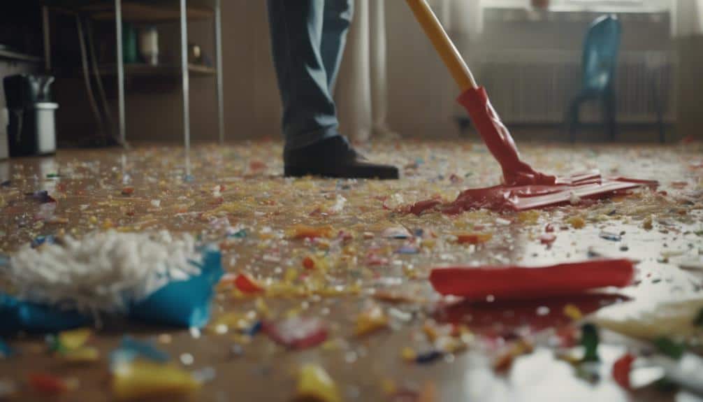 cleaning up kitchen messes