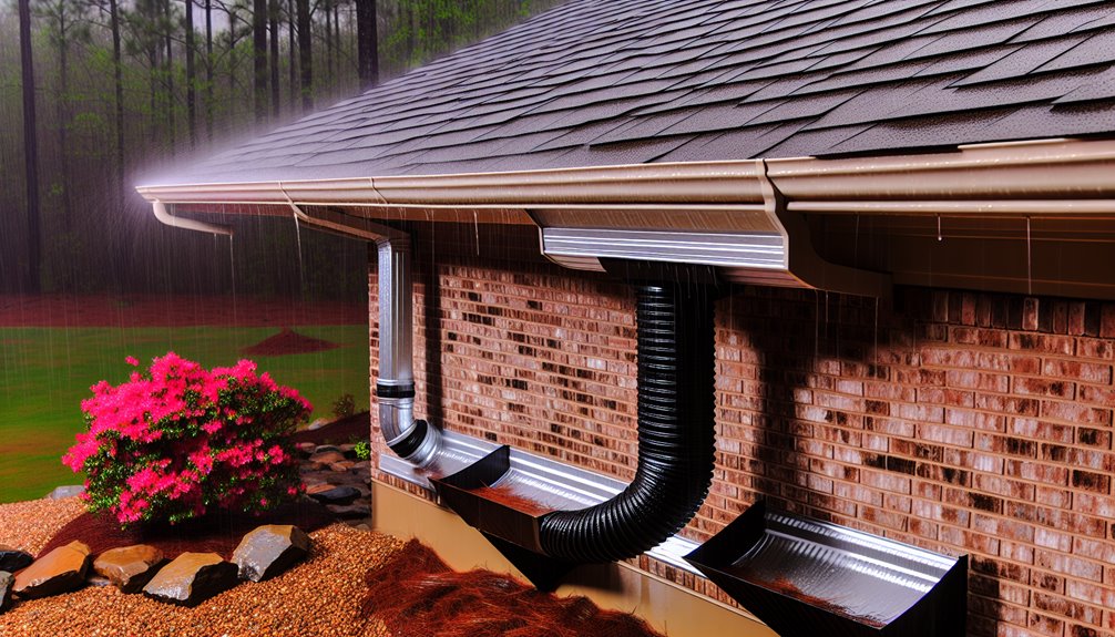 clear sloped secured downspouts